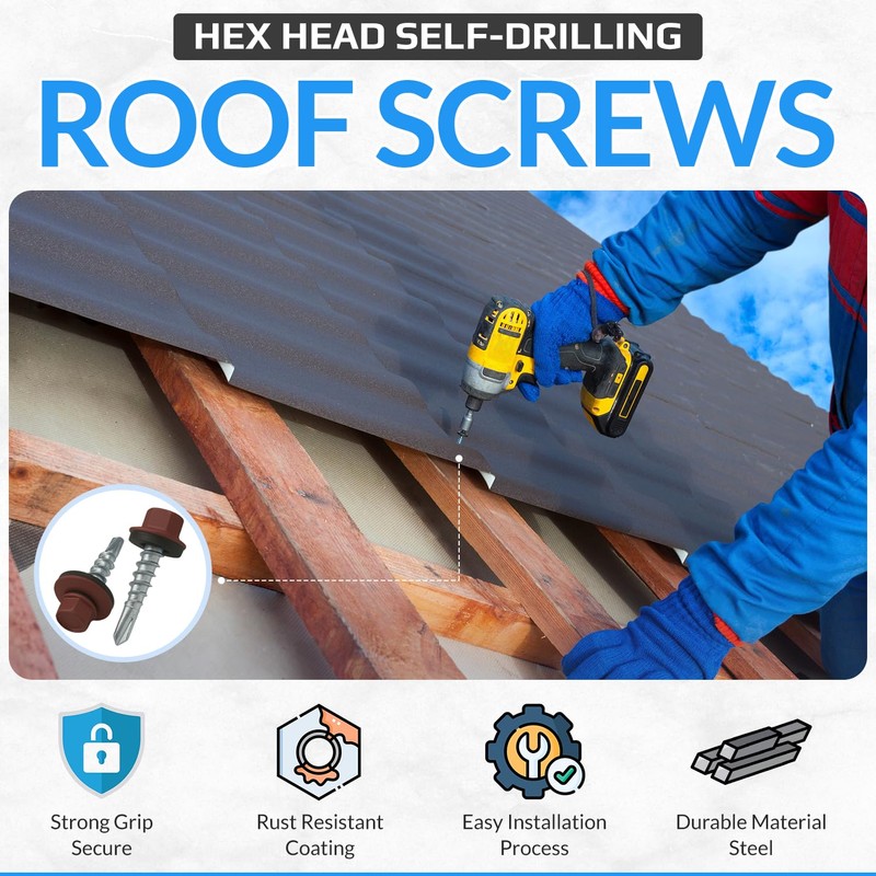 4.8 mm x 35 mm Roofing Screws, Hex Head Self-drilling