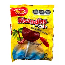Vero Paletas Risandias c/Chile / Vero Spicy Lollipops 40pzs 600g/21.16oz
