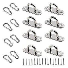 32 Pieces Stainless Steel Ceiling Hooks with Screws and Carabiners U-Shaped Wall Ceiling Mount Staple Hook,for Hammock Mosquito Net and Plant Basket.