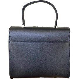 Betsey Johnson Devin  Top Handle Black Fx Leather Bow Trim Satchel Shoulder Bag