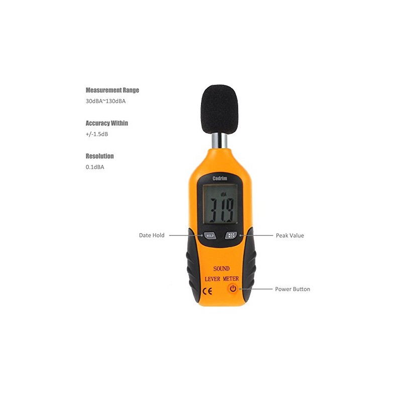 Cadrim Digital Sound Level Meter, Portable Sound Level Meter 30