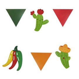 12pcs Mexican Fiesta Banner, Mexican Fiesta Pennant,Cactus,Sombrero,Chili for Mexican Fiesta Party Decorations,Supplies,Theme Birthday,Festival Party