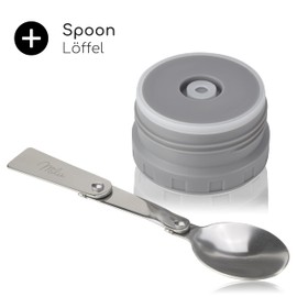 Milu Replacement Lid for Thermal Container 450ml 650ml 800ml - Spare Part - Colour Grey Inner Lid incl. Seal and Spoon - BPA Free