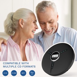 KLIM Discman Portable CD Player with Headphones, Built-in Battery - New - CD Players for Home, Car - Compatible w/SD Card, CD, CD-R, CD-RW, MP3, WMA - 5 EQ Effects - Walkman CD Player - Black