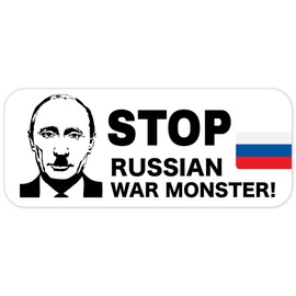 Stop Russian Monster Putin Support Ukraine Vinyl Sticker - Car Phone - 3"