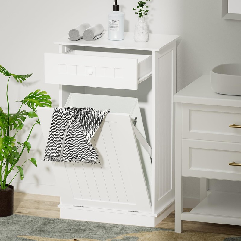 Visionwards Wooden Tilt Out Trash Cabinet Bin, Dog Proof Garbage