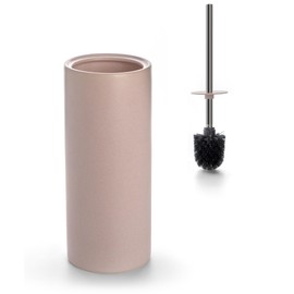 Viosuniu - Juego de cepillo para polvo y soporte para inodoro de cerámica mate de pie para baño, inodoro, antiarañazos, resistente al óxido (rosa, 1)
