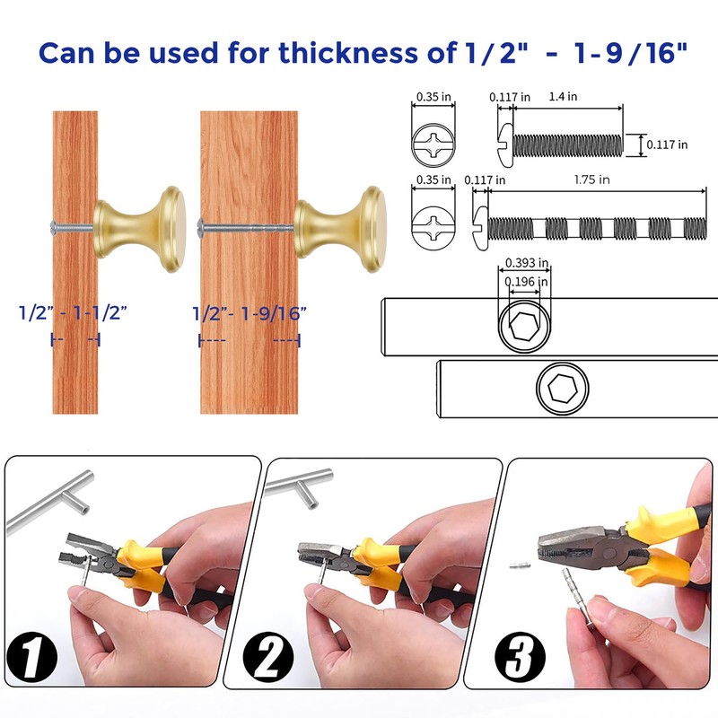Ravinte 30 Pack Brushed Brass Kitchen Cabinet Knobs, Solid Brass