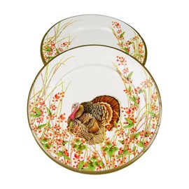 Caspari Turkey And Berries Dinner Plates - 32 Per Package