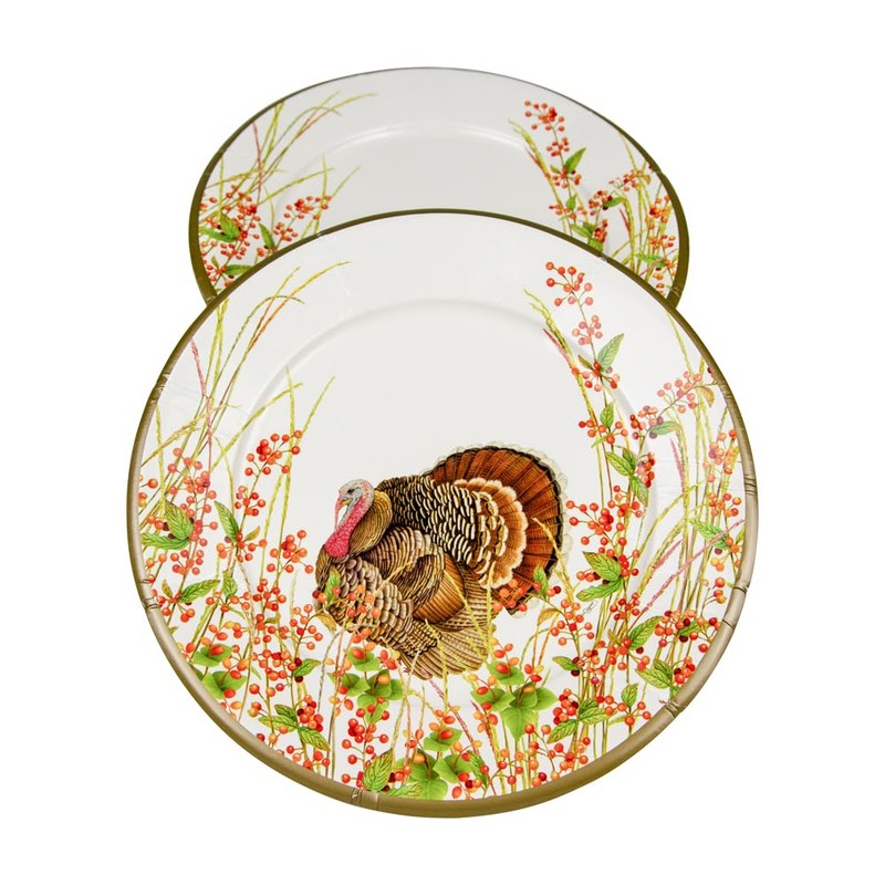 Caspari Turkey And Berries Dinner Plates - 32 Per Package