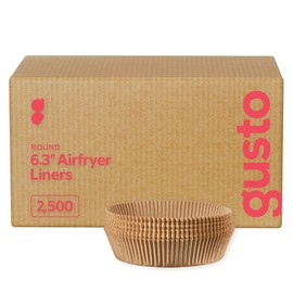 Comfy Package [Case of 2,500] 6.3 Inch Round Air Fryer Liners Disposable - Non-Stick Parchment Paper Liners, Oil and Water Resistant - Kraft