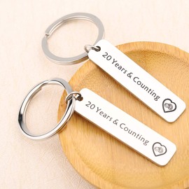 QIIER Anniversary Keychain Couples Keychains Set 1st 5th 10th 20th Wedding Anniversary Key Chain Couples Jewelry for Boyfriend Girlfriend Husband Wife (20th)