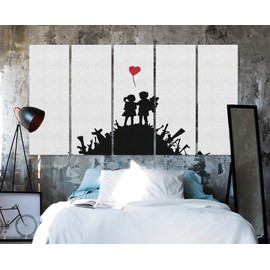 Banksy Boy Girl Love Street Graffiti Canvas Art Wall Art Home Decor (5 Piece Mega)