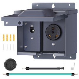 WILAWELS 30 Amp Power Outlet Box with Breaker, 125V NEMA TT-30R Outlet, Weatherproof Receptacle, Lockable Electrical Box, For RVs, Cars, Campers, Trailers, Motorhomes, UL Listed U62OB06