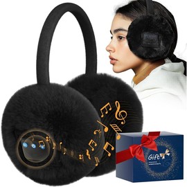 Ear Muffs for Winter Wireless Ear Warmers Headphones with HD Speakers and Microphone for Men, Women - Color: Black