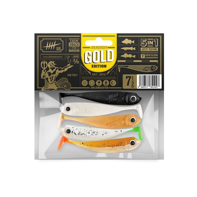 Lieblingsköder, 5 Rubber Fish for Zander Fishing, 7.5 cm, Zander