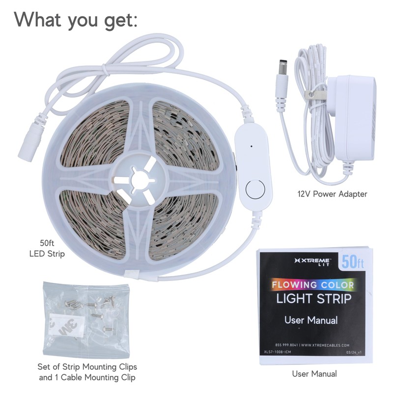 Xtreme RGB+IC LED Light Strip, 50’ Foot Indoor Sound Reactive