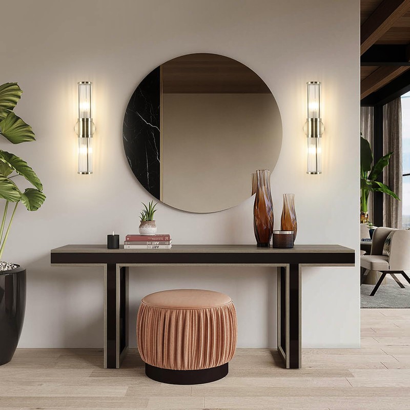 ECOBRT Glass Rods Wall Light Fixture Indoor Antique Bronze Bathroom