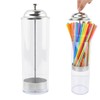 Straw Dispenser, Plastic Straw Holder with Lid, Creative Transparent Straw