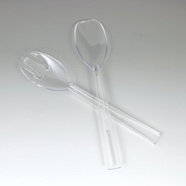Maryland Sovereign Clear Salad Fork & Spoon - 9.5" - Durable Plastic, Elegant Serving Utensil for Parties & Events