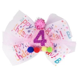 4th Birthday Baby Hair Clips, Kids Hair Bows with Coloured Balls, Cute Headbands Pink for Toddler Girls Birthday Decorations Hair Accessory Photo Props F6-SZMFJ (4th)