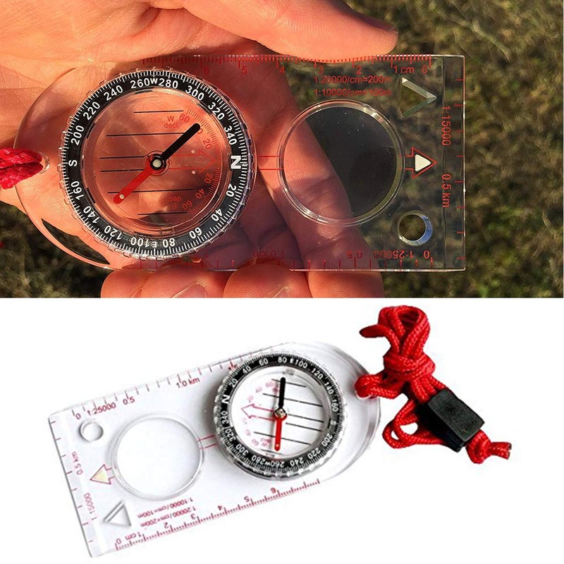 VANANA Outdoor Baseplate Ruler Map Scale Compass for Navigation Camping