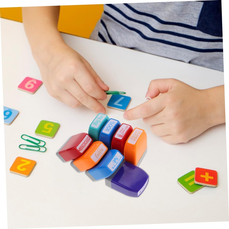 FUNOMOCYA 8pcs Colorful Teacher Stamp Grading Classroom Essentials to Boost