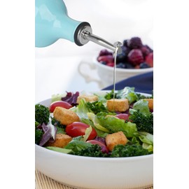 HAOTOP Farmhouse Ceramic Oil and Vinegar Dispenser Bottle Set,Perfect for Storage of Oil and Vinegar,15 oz (Turquoise)