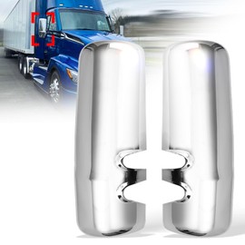 Chrome Door Mirror Covers for Kenworth T680 T880 W990 2013-2020, Side Rear View Mirrors Cover for Kenworth Semi Trucks Accessories Driver Left& Passenger Right Side (A Pair)