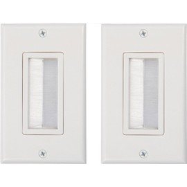 1-Gang Wall Plate (2 Pack), Brush Style Opening Pass through Low Voltage Cable Plate In-Wall Installation for Cable, TV, Speaker Wires, Coaxial Cables, HDMI Cables, or Network and Phone Cables