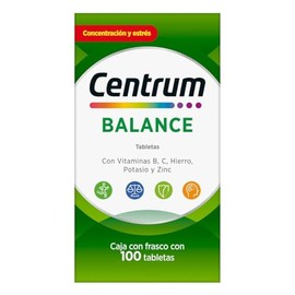 Centrum Multivitamínico Balance com Magnesio, Vitamina C, Hierro, Potasio y Zinc, 100 Tabletas