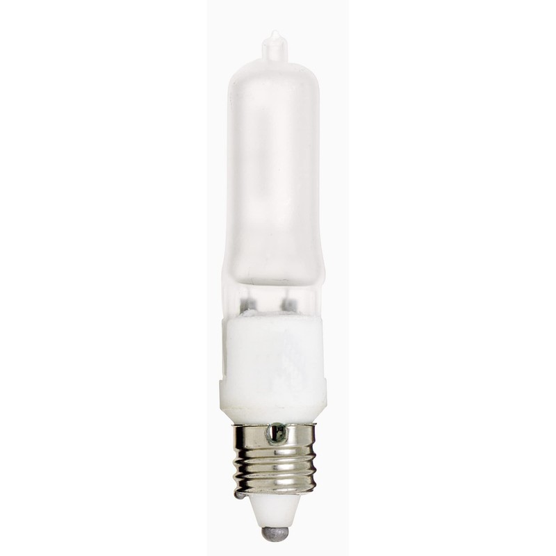 Satco S1916-12PK Halogen T4 Mini-Candelabra Light Bulb, 100 Watts, 2700K,
