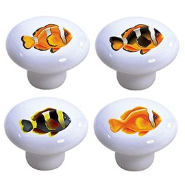 Carolina Hardware and Decor 2348 Clown Fish Ceramic Cabinet Drawer Knobs, Set of 4