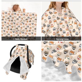 Muishi Cute Shiba Inu Japanes Dog Baby Car Seat Canopy Nursing Cover for Newborn Car Seat Breastfeeding Covers Blanket Newborn Shower Gift