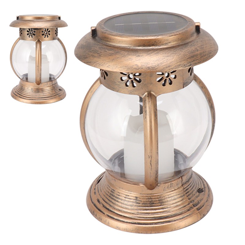 Brass Color Courtyard Solar Powered Hanging Lantern Light IP44 Waterproof