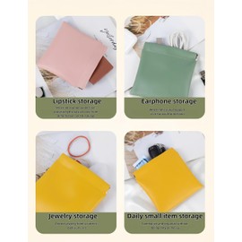 PAVNSO 4 Pcs Squeeze Top Cosmetic Bag, Small Makeup Bag Portable Coin Pouch, Mini Travel Organizer Kit For Women(Purple, matcha green, pink, yellow)