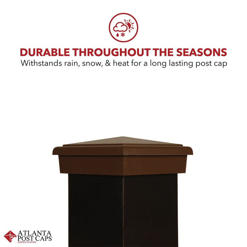 2-Pack 4x4 Brown Post Cap Slim Profile fits Post (3.5"x3.5"
