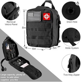 142 Pcs Survival First Aid Kits, Survival Kit and First Aid Kit, 142Pcs Professional Survival Gear and Equipment with Molle Pouch, for Men Dad Husband Who Likes Camping Outdoor Adventure (Black)