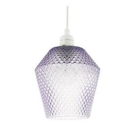 Modern and Compact Purple Lilac Glass Diamond Design Easy Fit Pendant Lamp Shade for Kitchen, Lounge, Dining Room etc | 17cm x 17cm by Happy Homewares