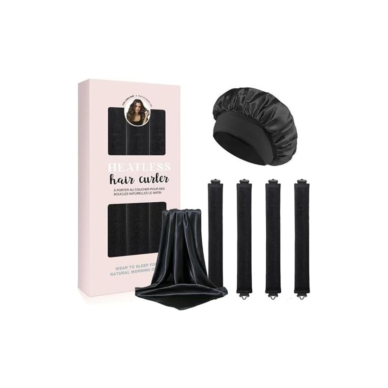 Yakite Tubos para Cabello Sin Calor,4Pcs Heatless Curls con Gorro