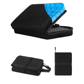 Gel-Infused Travel Seat Cushion - Portable Foldable Ergonomic Pillow for Airplane, Stadium, Camping & Office - Gel Grid Design Cooling Support for Flights, Bleachers, Commute & Outdoor Adventures