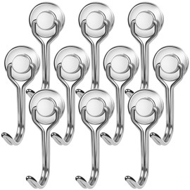 MIKEDE Magnetic Hooks 25LBS, 10 Pack Swivel Swing Magnetic Hook Strong Magnet with Hooks Magnetic Hooks for Hanging, Heavy Duty Neodymium Magnet Hooks for Cruise, Kitchen, Camping, Door, Locker