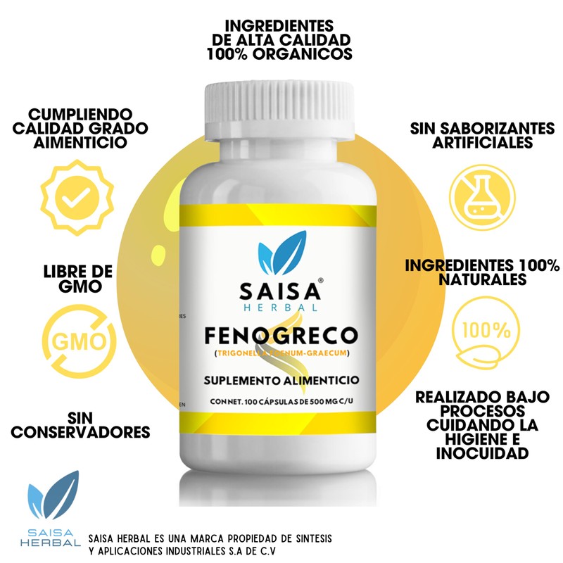 Fenogreco 100 cápsulas Aguaje 120 cápsulas, 100% puros SAISA HERBAL.
