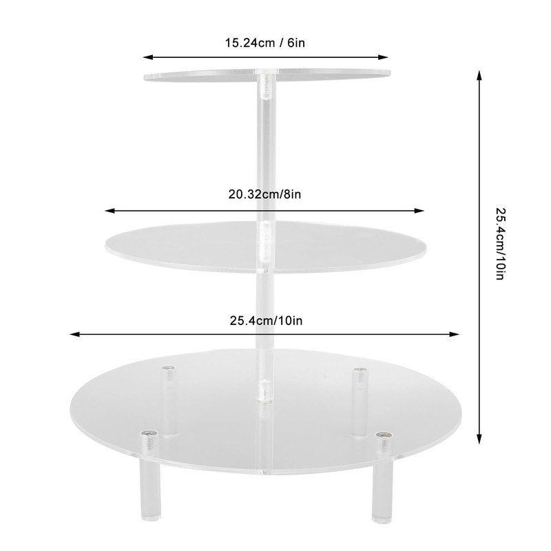 3 Tier Cupcake Stand Acrylic Dessert Carrier Transparent Removable Legs