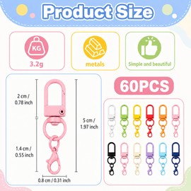 60 Pcs Colorful Metal Double Head Lobster Claw Clasps