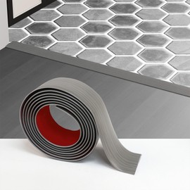 Greymond Floor Transition Strip - Self-Adhesive PVC Trim for Carpet to Flooring, Threshold Gap Cover (4ft x 1.57in, Grey Wood)