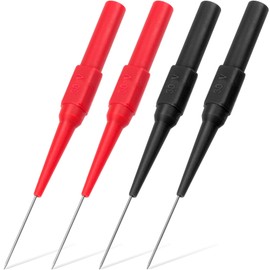 ANCIRS 4 Pcs Test Probe Pins, 0.7mm Non-Destructive Insulation Piercing Needle, Multimeter Probe Pin, Backprobe Test Lead Kit for Car Tester, Banana Socket Tester (2pcs Black+2pcs Red)