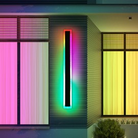 47inch Modern Wall Lights Outdoor, 10 Colour Variations Dimmable Long Wall Sconce, IP65 Waterproof 3000K-6000K Simple Acrylic Exterior Wall Lighting Fixtures for House Garage Front Patio