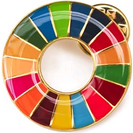 SDGs Badge, 0.8 inch (20 mm), Gold Round Finish, 1 Piece, SDGs Batch, Pin Batch, SDGs, Hat, Cute, Includes 3 Fasteners
