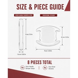 RAMGLYO Car Door Handle Protection Film, Pack of 8 Transparent (4 x Strips & Trough), Scratch-Resistant Protective Stickers, Prevents Key Scratches & Parking Damage, Invisible Paint & Residual Free